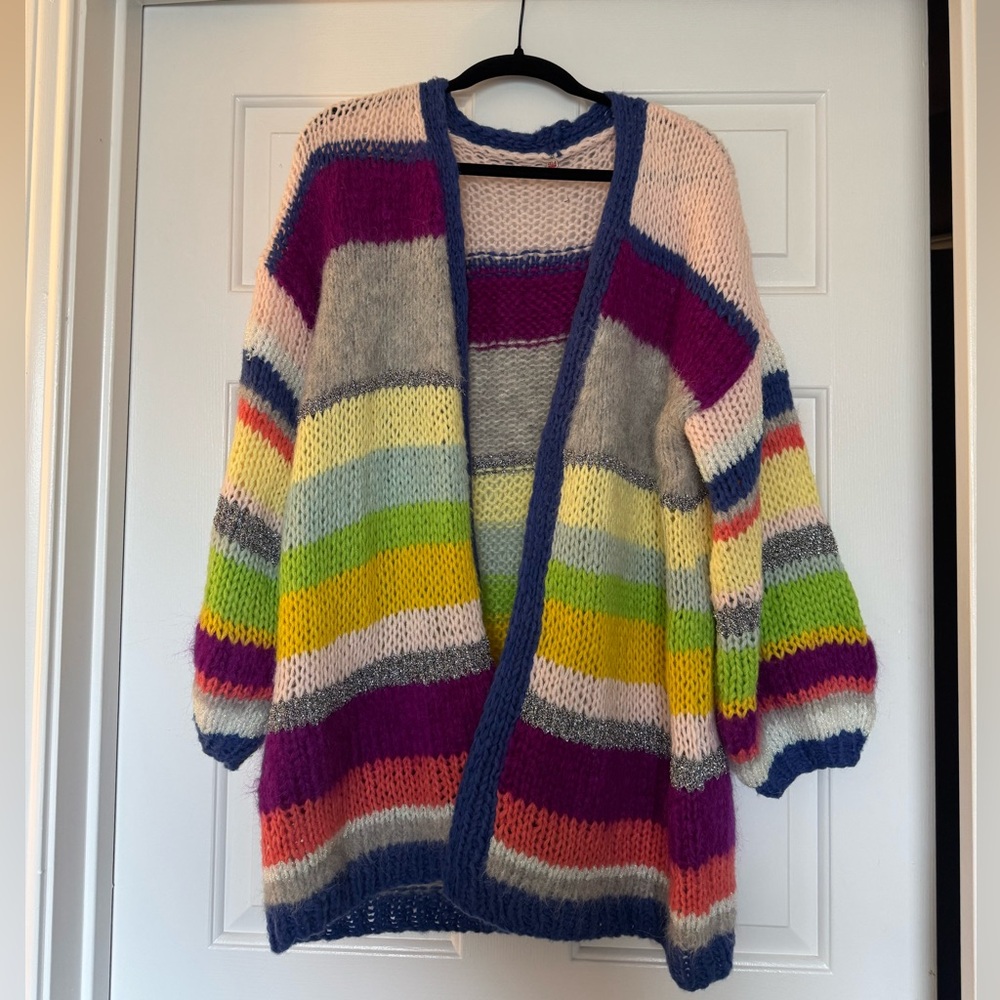 Celia B Chunky Multicolor Striped Cardigan